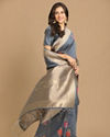 alt message - Mohey Women Graceful Grey Weaved Saree image number 4
